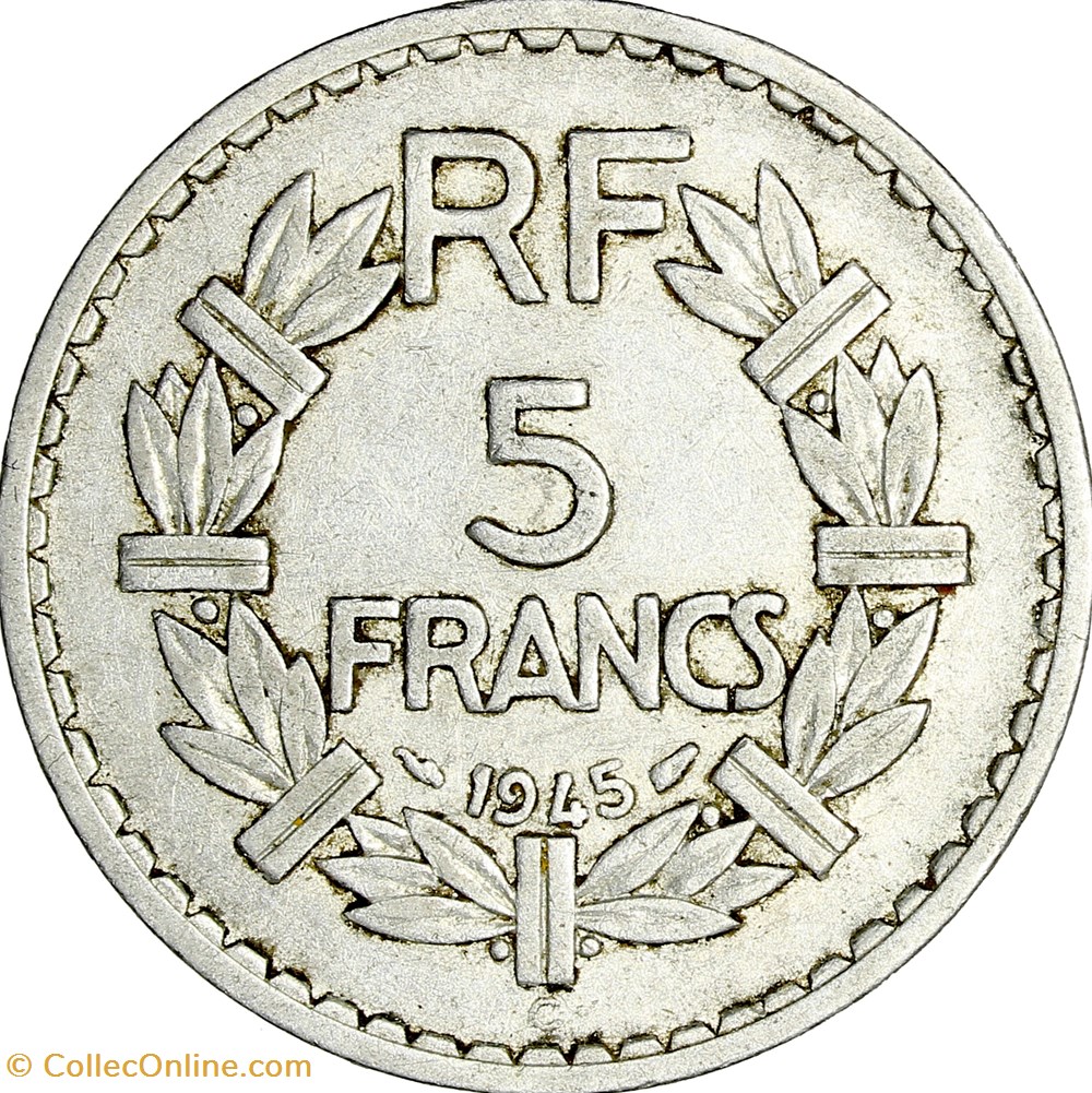 monnaies monde france 5 francs lavrillier aluminium gprf 1945 castelsarrasin