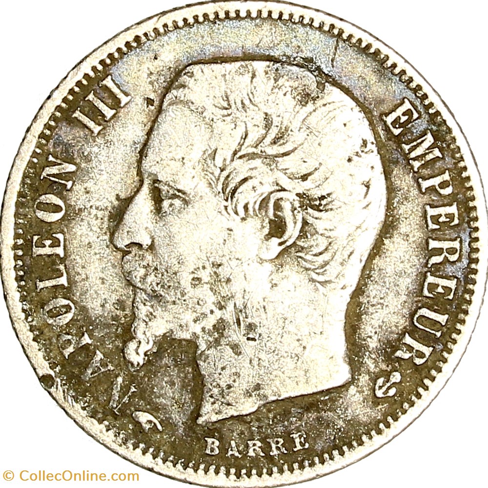 50 centimes, tête nue, Napoléon III, 1860, Paris monnaies monde france 50 centimes tete nue napoleon iii 1860 paris