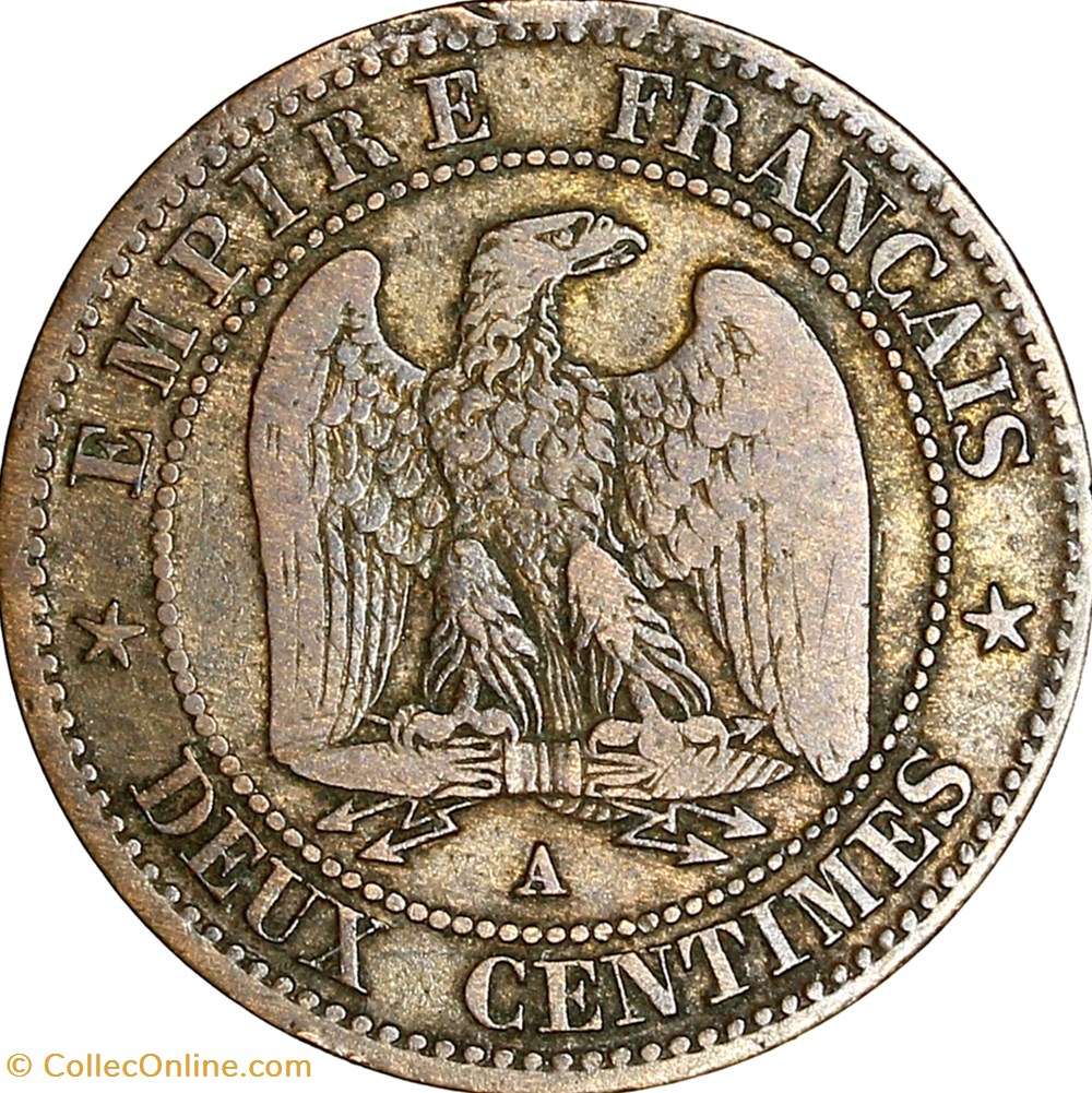 Deux centimes, tête nue, Napoléon III, 1853, Paris monnaies monde france deux centimes tete nue napoleon iii 1853 paris