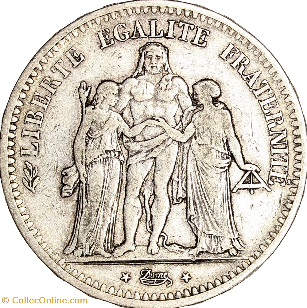 5 francs Hercule, IIe République, 1848, Paris monnaies monde france 5 francs hercule iie republique 1848 paris