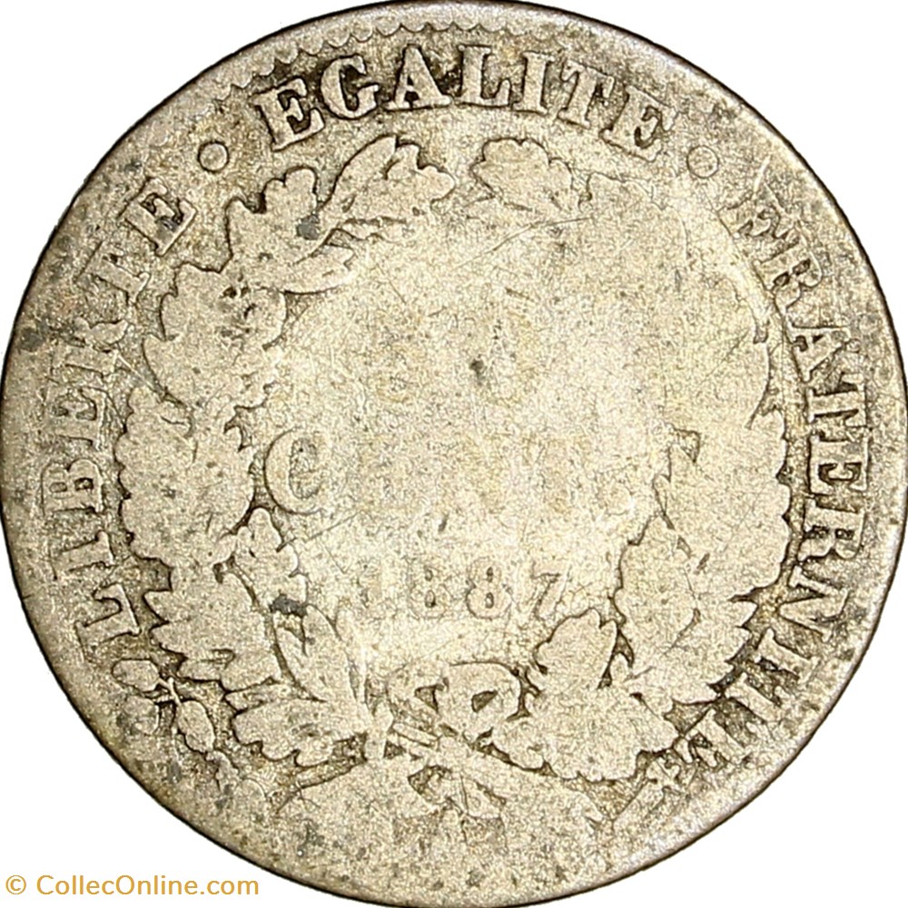50 centimes Cérès, IIIe République, 1887, Paris monnaies monde france 50 centimes ceres iiie republique 1887 paris