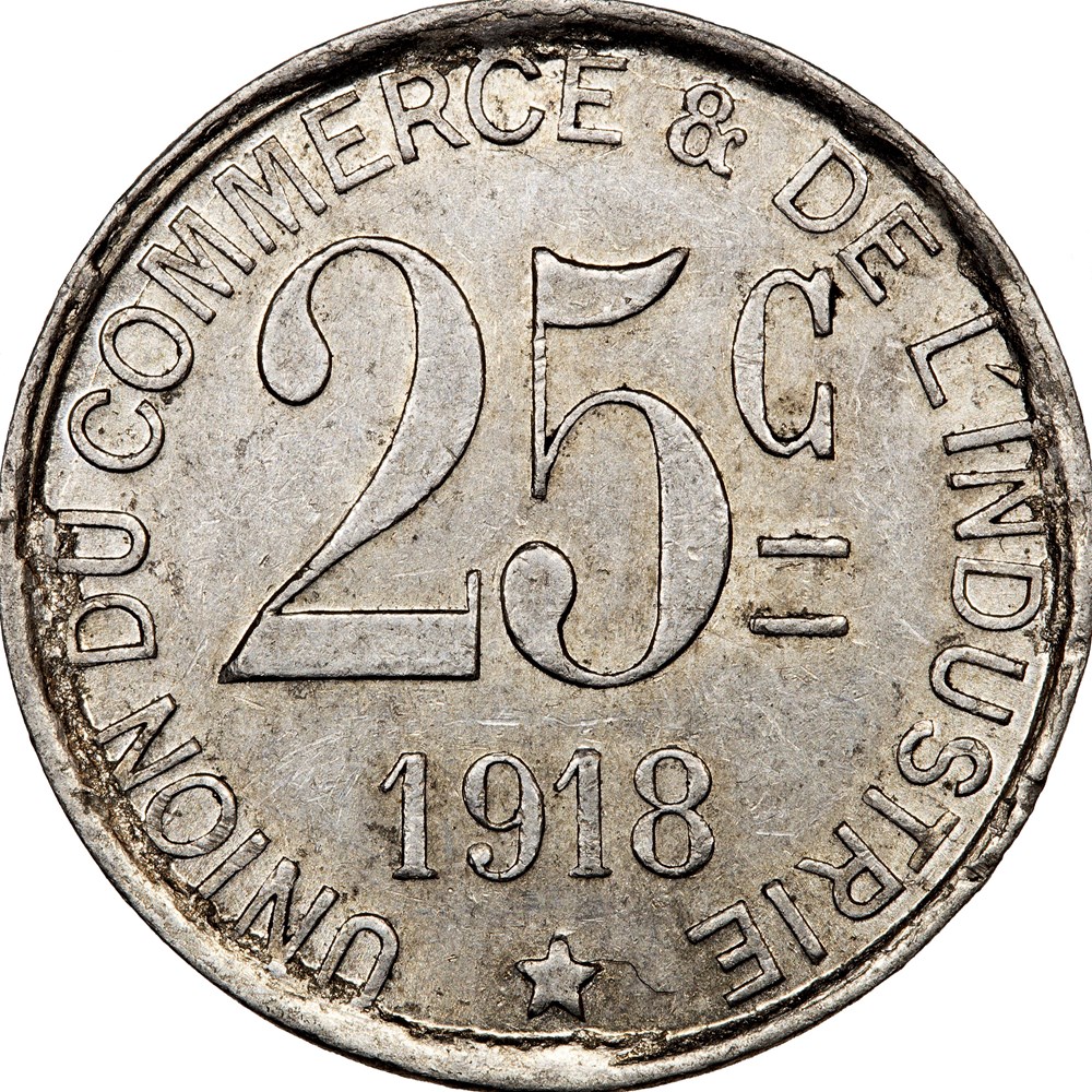 25 centimes, Union du commerce et de l'industrie de Saint-Germain-en-Laye, 1918 monnaies monde france 25 centimes union du commerce et de industrie de saint germain en laye 1918