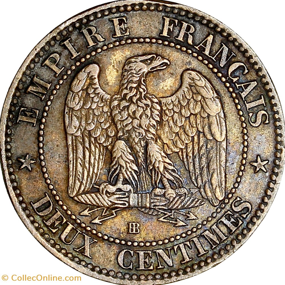 Deux centimes, tête nue, Napoléon III, 1855, chien, Strasbourg monnaies monde france deux centimes tete nue napoleon iii 1855 chien strasbourg