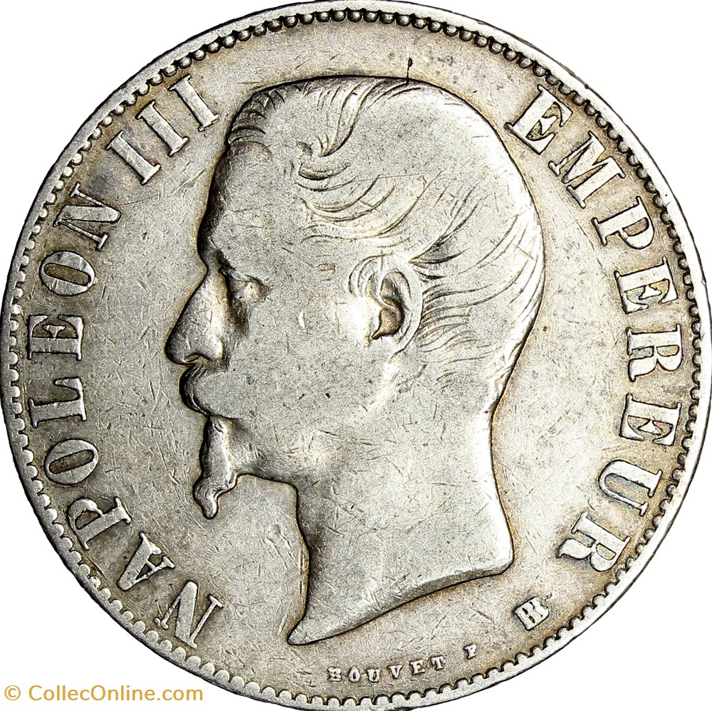 5 francs tête nue, Napoléon III, 1856, Strasbourg monnaies monde france 5 francs tete nue napoleon iii 1856 strasbourg