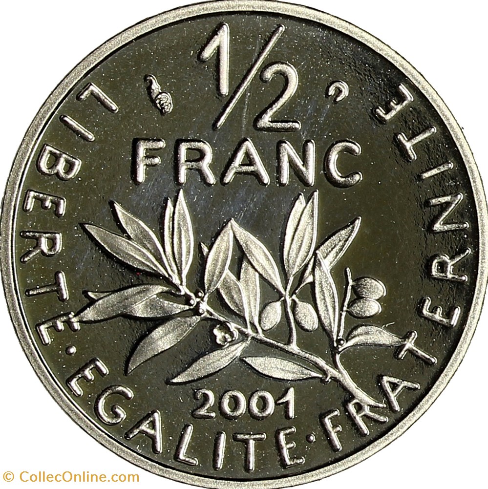 monnaies monde france 1 2 franc semeuse be 2001