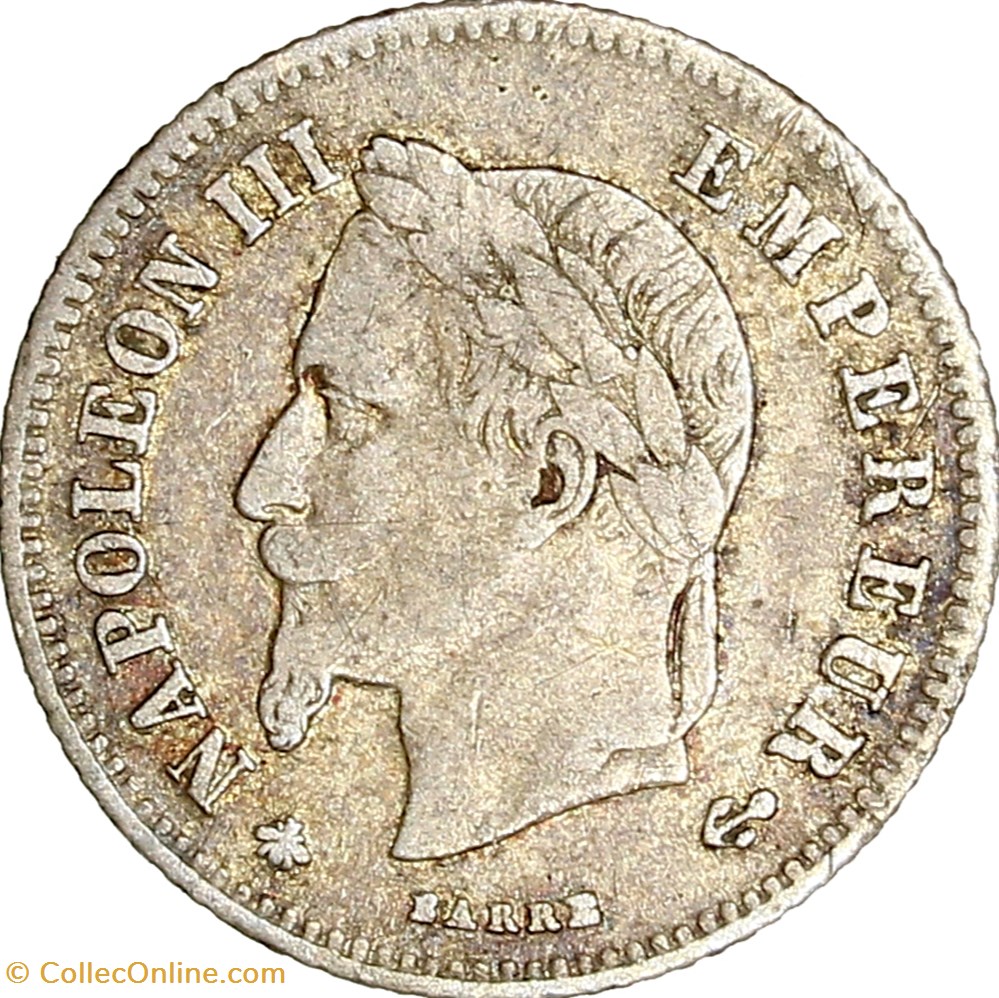 20 centimes Napoléon III, tête laurée, petit module, Napoléon III, 1866, Paris monnaies monde france 20 centimes napoleon iii tete lauree petit module napoleon iii 1866 paris