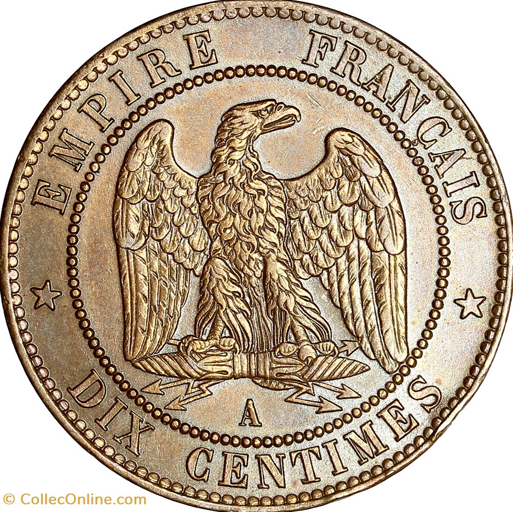 monnaies monde france dix centimes tete nue napoleon iii 1852 paris