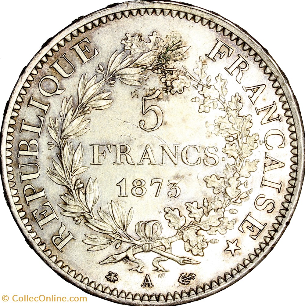 monnaies monde france 5 francs hercule iiie republique 1873 paris