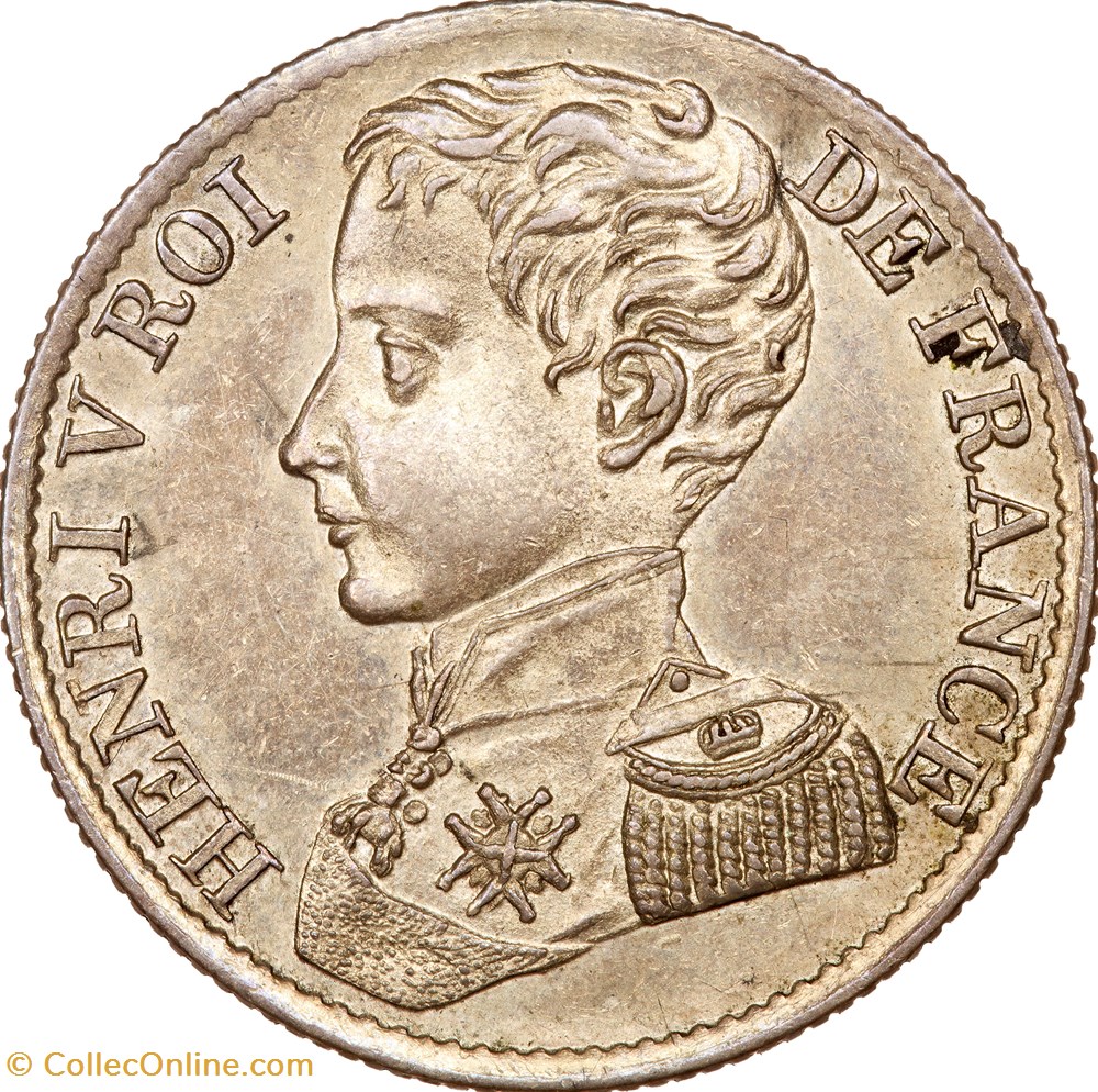 1 franc Henri V, effigie normale, Henri V, 1831, Bruxelles (Würden) monnaies monde france 1 franc henri v effigie normale henri v 1831 bruxelles wurden