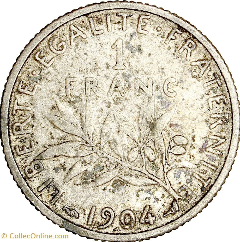 1 franc Semeuse, IIIe République, 1904 monnaies monde france 1 franc semeuse iiie republique 1904