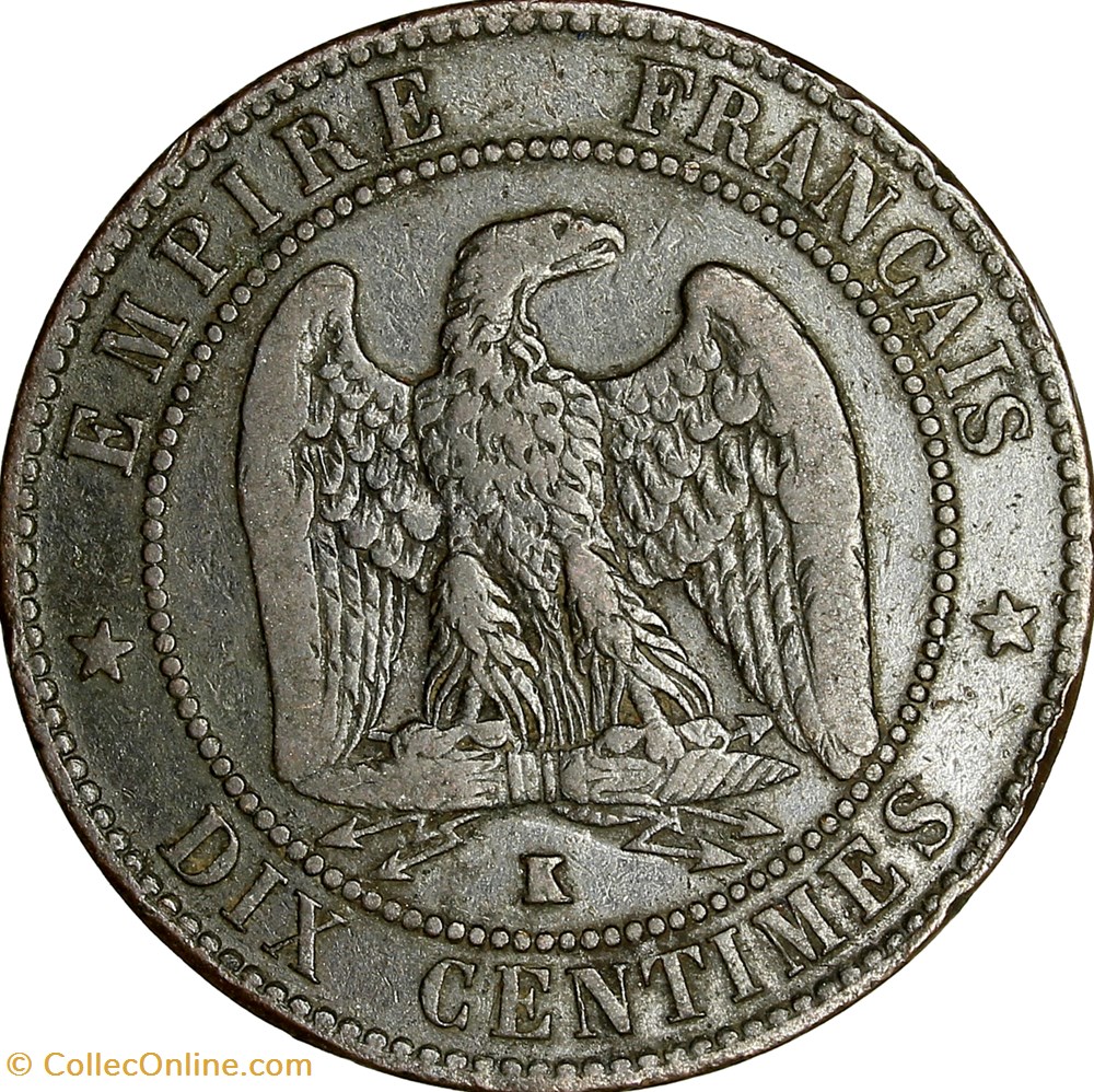 Dix centimes, tête nue, Napoléon III, 1856, Bordeaux monnaies monde france dix centimes tete nue napoleon iii 1856 bordeaux