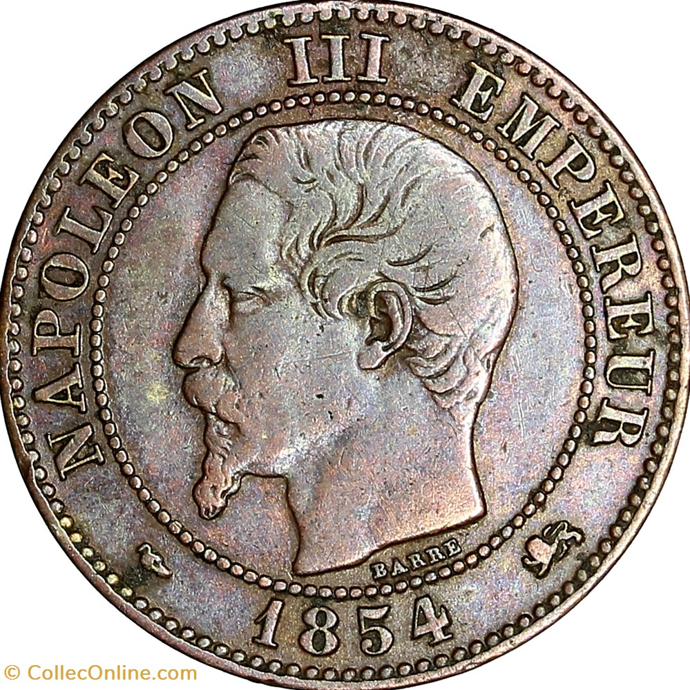monnaies monde france deux centimes tete nue napoleon iii 1854 grand lion grand d lyon