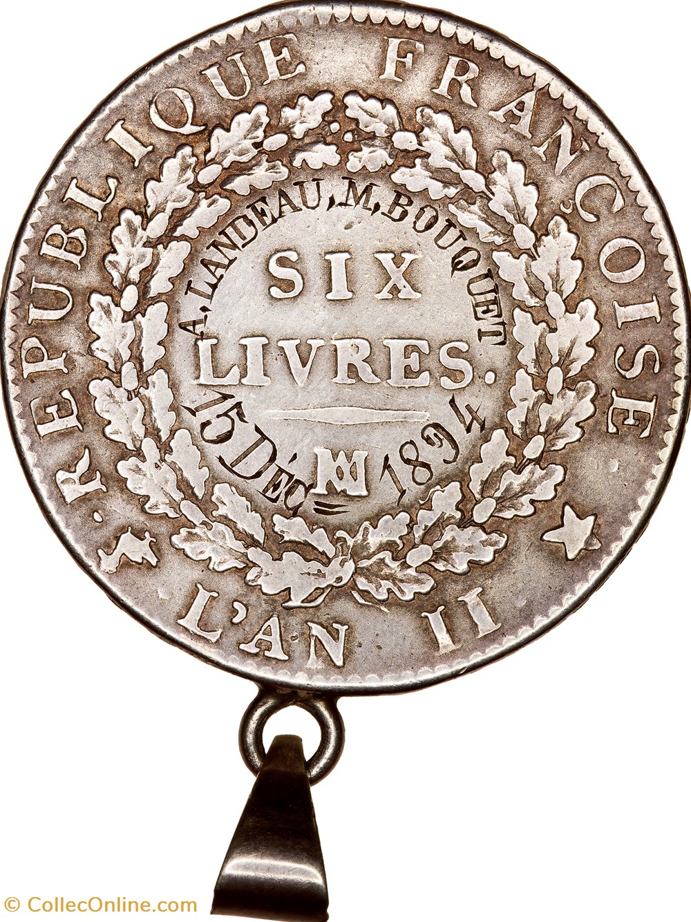 6 livres au Génie, daté, la Convention, 1793, an II, Marseille monnaies monde france 6 livres au genie date la convention 1793 an ii marseille