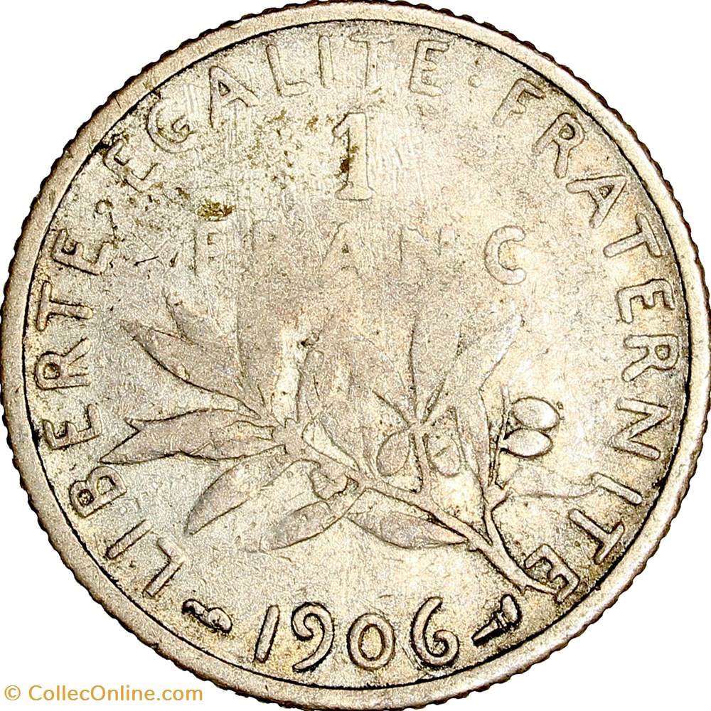 monnaies monde france 1 franc semeuse iiie republique 1906
