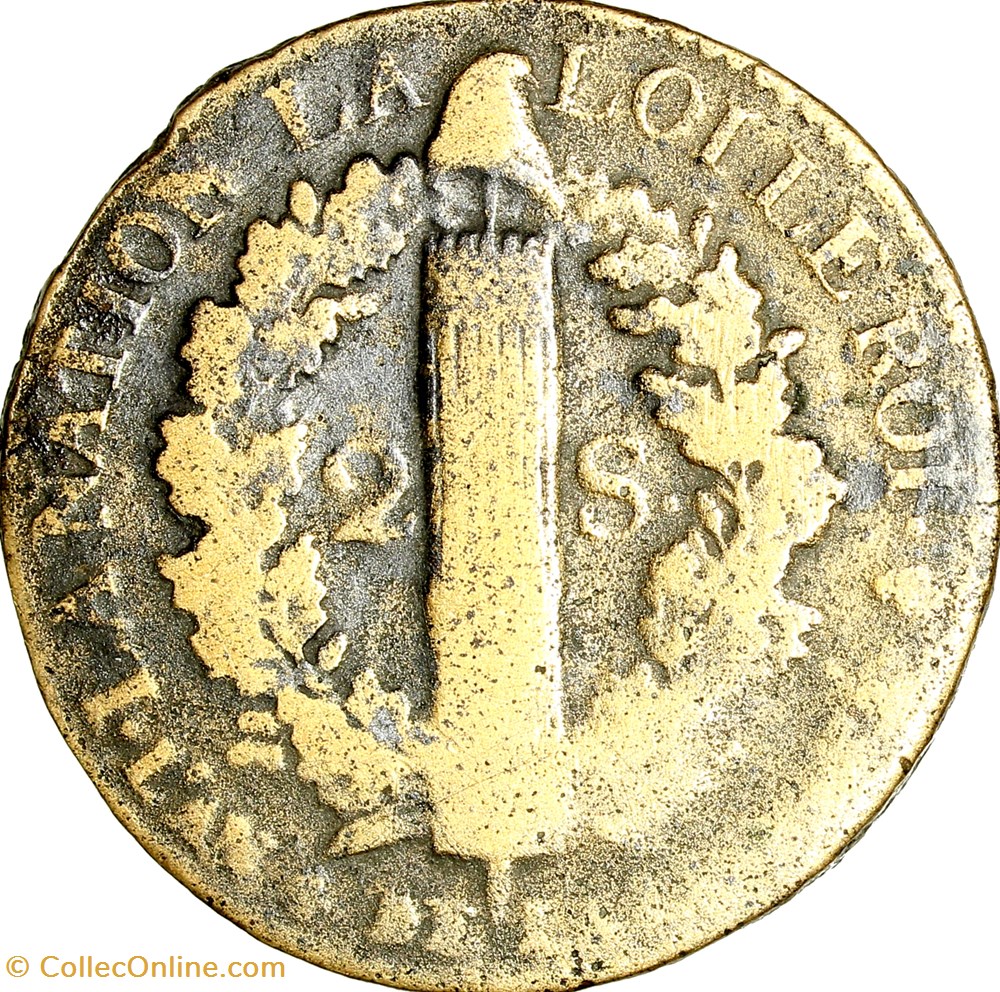 2 sols au faisceau, type François, Louis XVI, 1792, an 4, Paris monnaies monde france 2 sols au faisceau type francois louis xvi 1792 an 4 paris