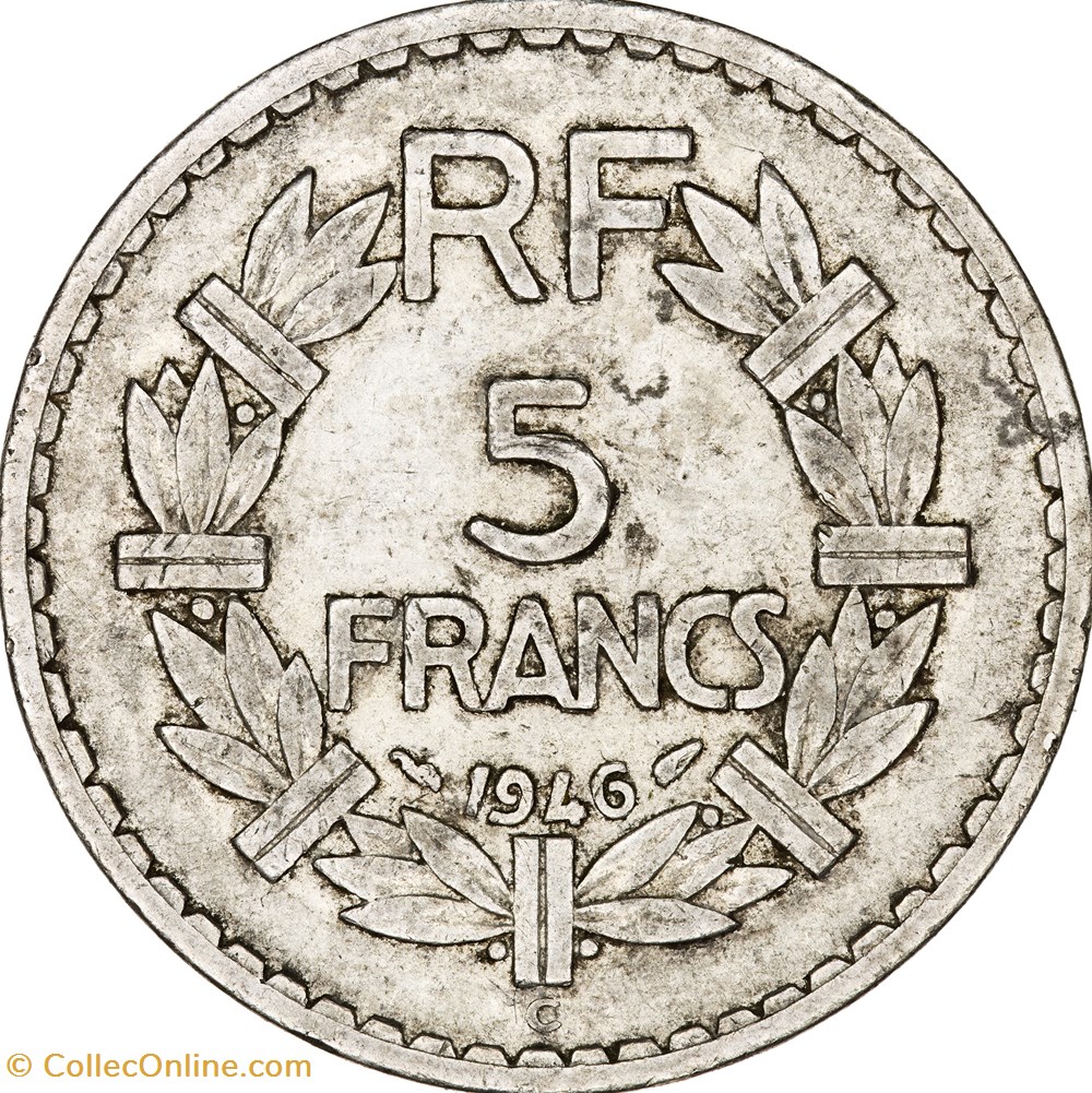 monnaies monde france 5 francs lavrillier aluminium gprf 1946 castelsarrasin
