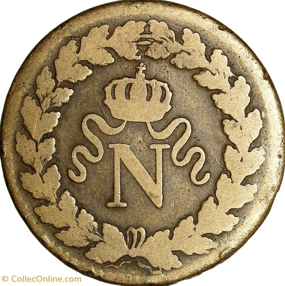 Un décime à l'N couronnée, Napoléon Ier, 1814 •, Strasbourg monnaies monde france un decime a n couronnee napoleon ier 1814 strasbourg
