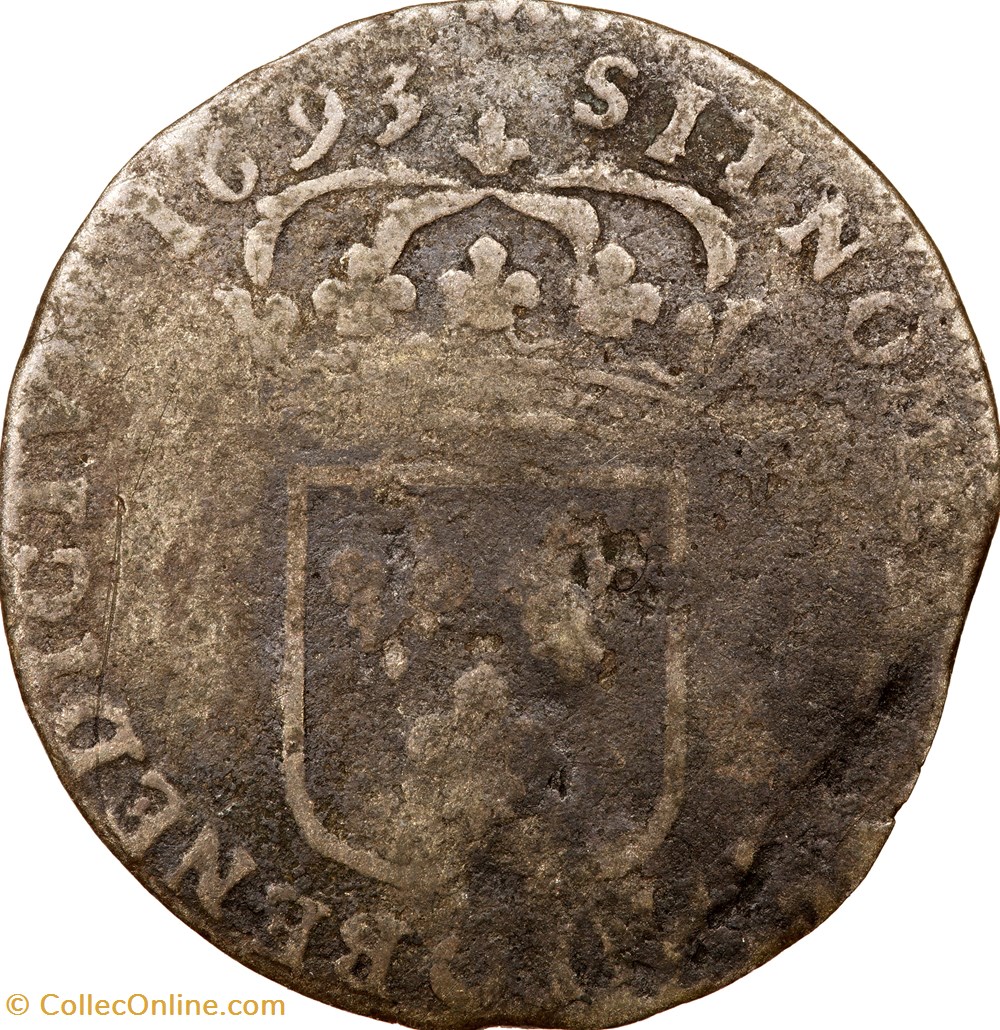 Quinzain aux huit L, flan neuf, Louis XIV, 1693, Paris monnaies europe medievale france royales quinzain aux huit l flan neuf louis xiv 1693 paris