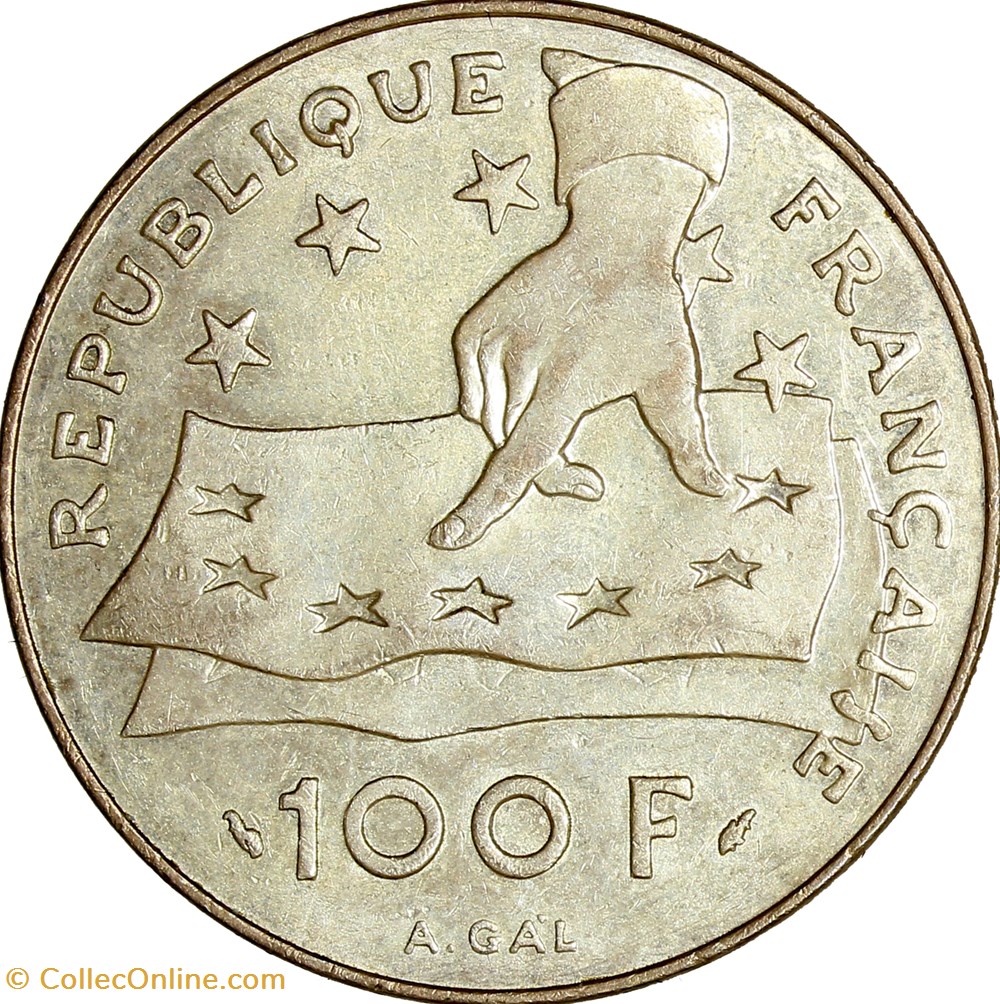 100 francs René Descartes, 1991 monnaies monde france 100 francs rene descartes 1991