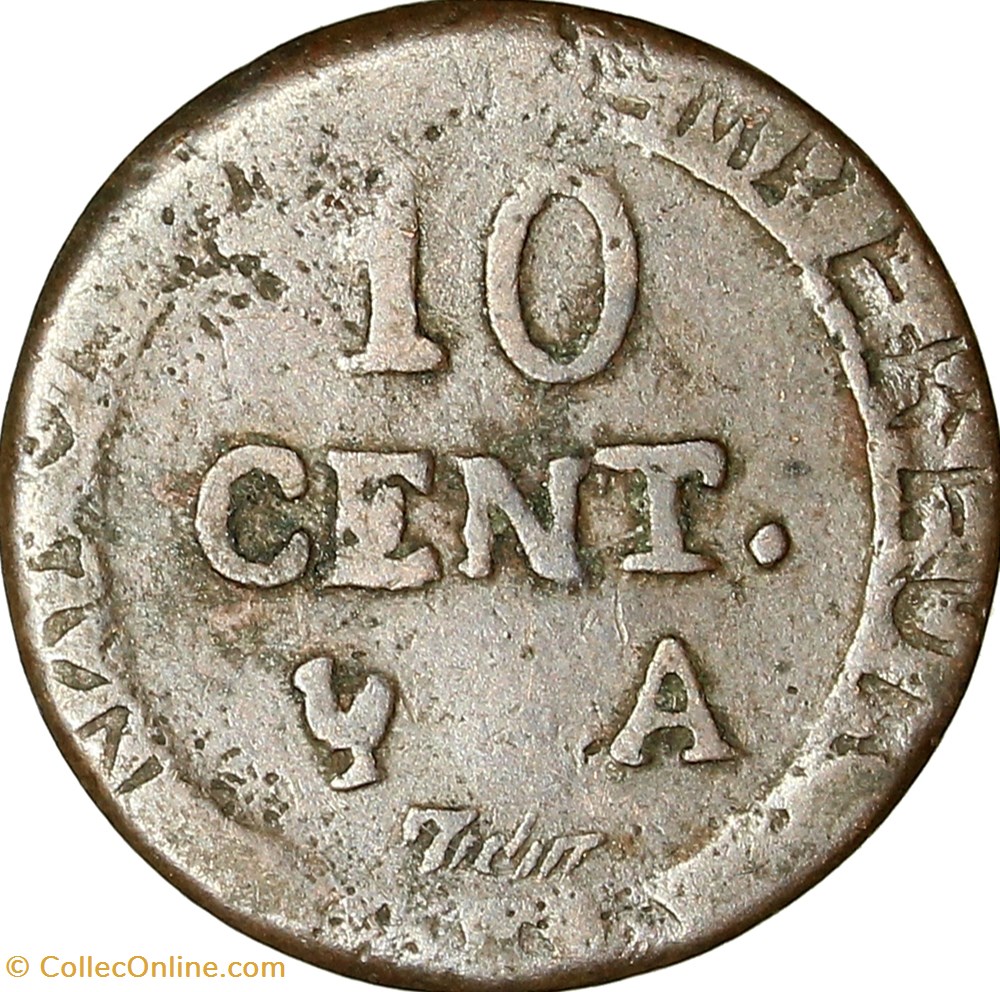 10 cent. à l'N couronnée, Napoléon Ier, 1807-1810, faux d'époque monnaies france modernes 10 cent a n couronnee napoleon ier 1807 1810 faux epoque