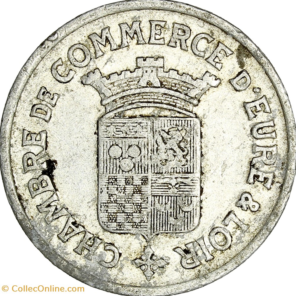 25 centimes, Chambre de Commerce d'Eure-et-Loir, 1922 monnaies monde france 25 centimes chambre de commerce eure et loir 1922