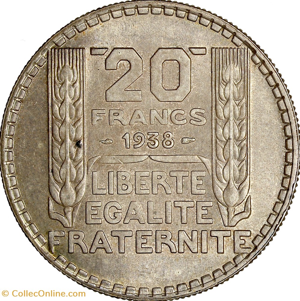 20 francs Turin, IIIe République, 1938 monnaies monde france 20 francs turin iiie republique 1938