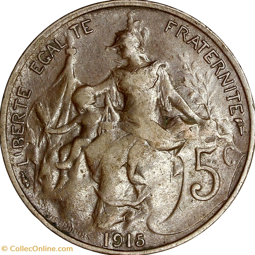 monnaies monde france 5 centimes daniel dupuis iiie republique 1915
