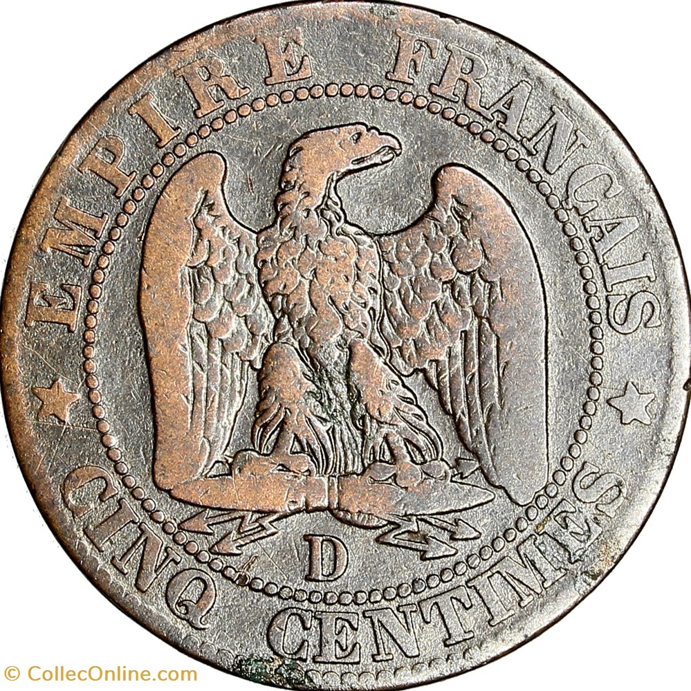 Cinq centimes, tête nue, Napoléon III, 1856, Lyon monnaies monde france cinq centimes tete nue napoleon iii 1856 lyon