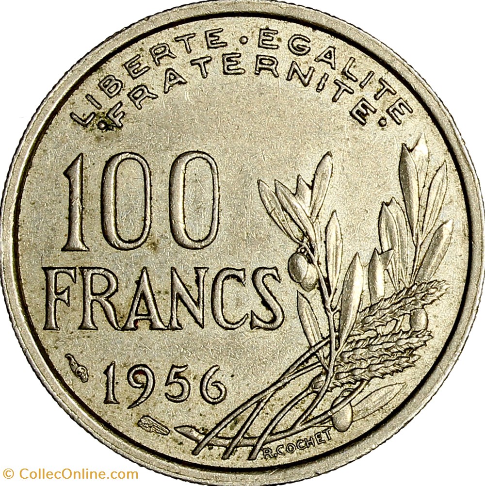 monnaies monde france 100 francs cochet ive republique 1956