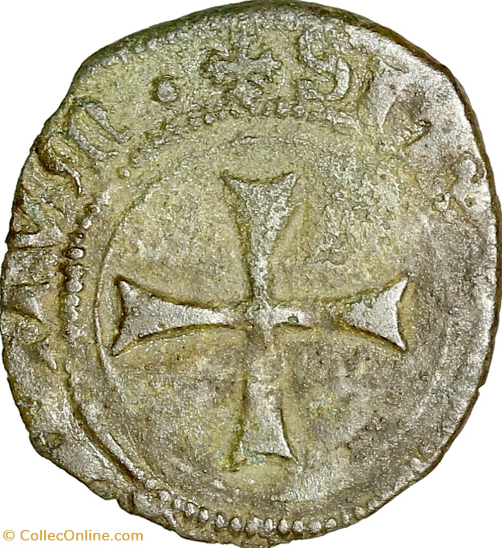 Liard de Jean et Catherine de Navarre, 1483-1516, Pamplune ou Perpignan monnaies europe medievale france feodales liard de jean et catherine de navarre 1483 1516 pamplune ou perpignan