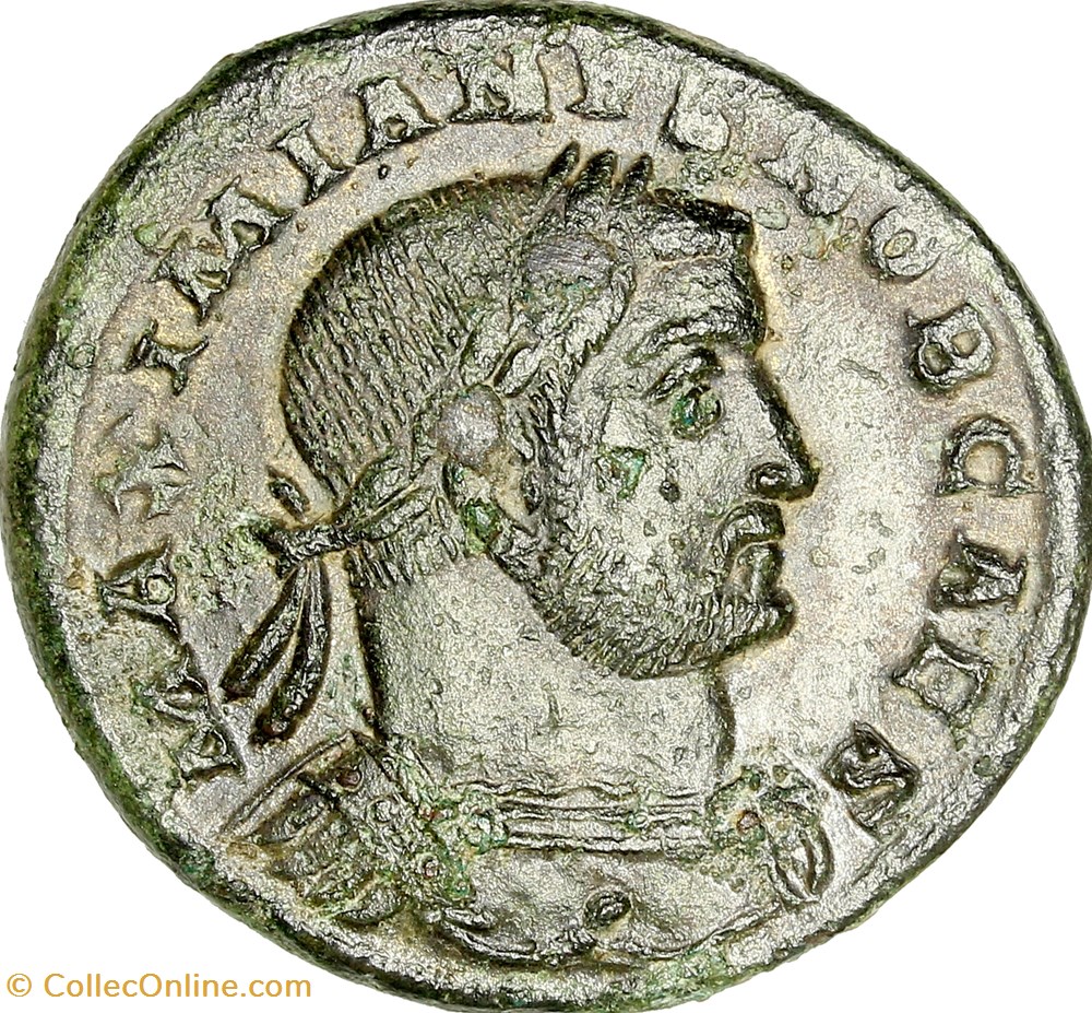 Follis de Galère césar, Moneta, 300-301, Trèves monnaies antiques romaines imperiales republicaines follis de galere cesar moneta 300 301 treves