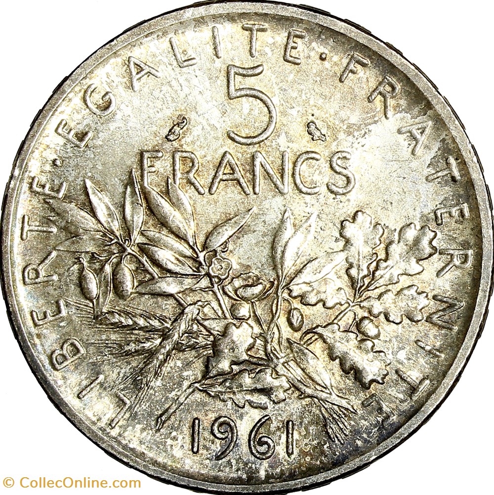 5 francs Semeuse, 1961 monnaies monde france 5 francs semeuse 1961