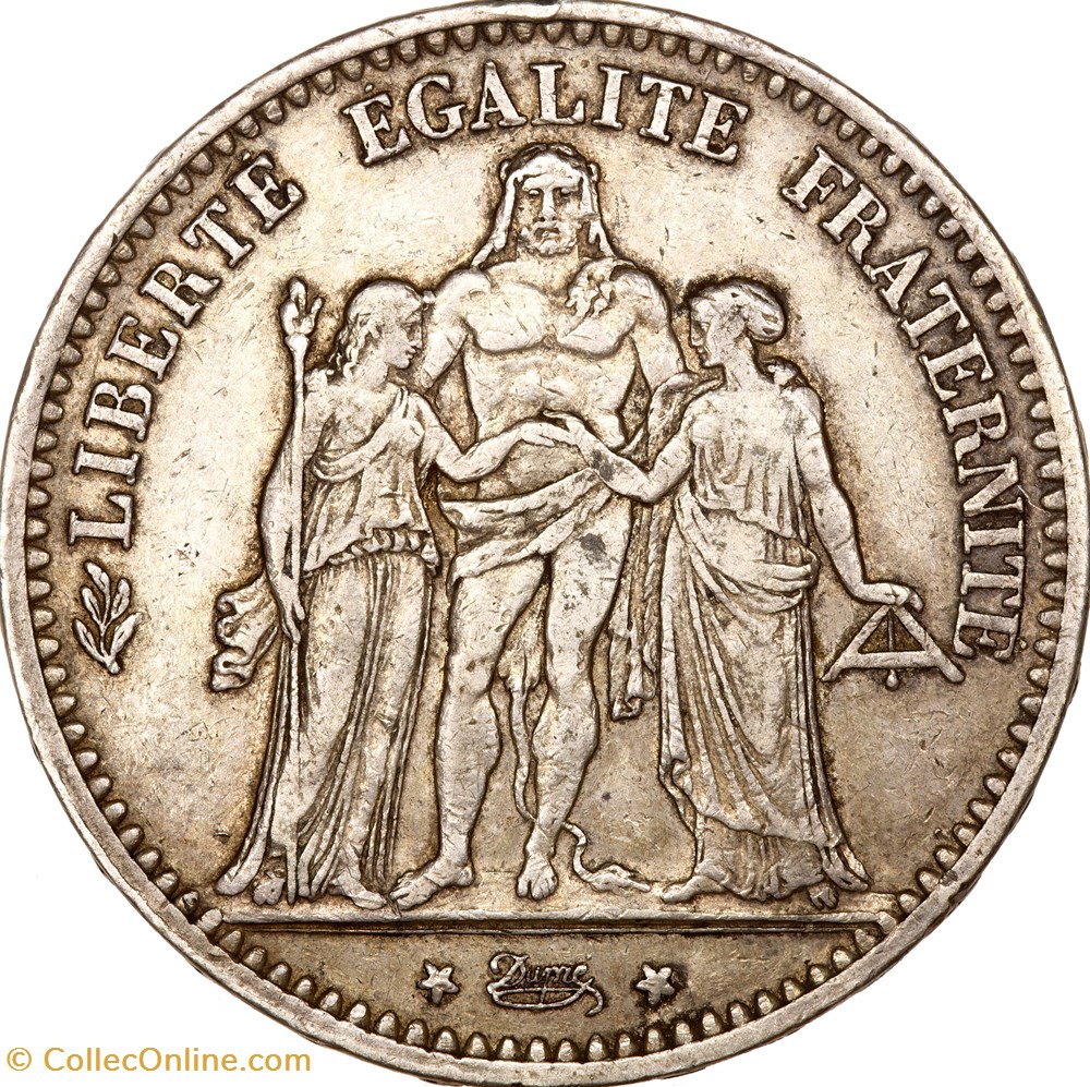 5 francs Hercule, IIIe République, 1874, Paris monnaies monde france 5 francs hercule iiie republique 1874 paris