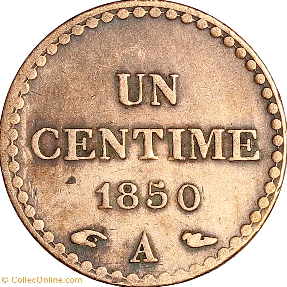 monnaies monde france un centime dupre iie republique 1850 sans accent paris