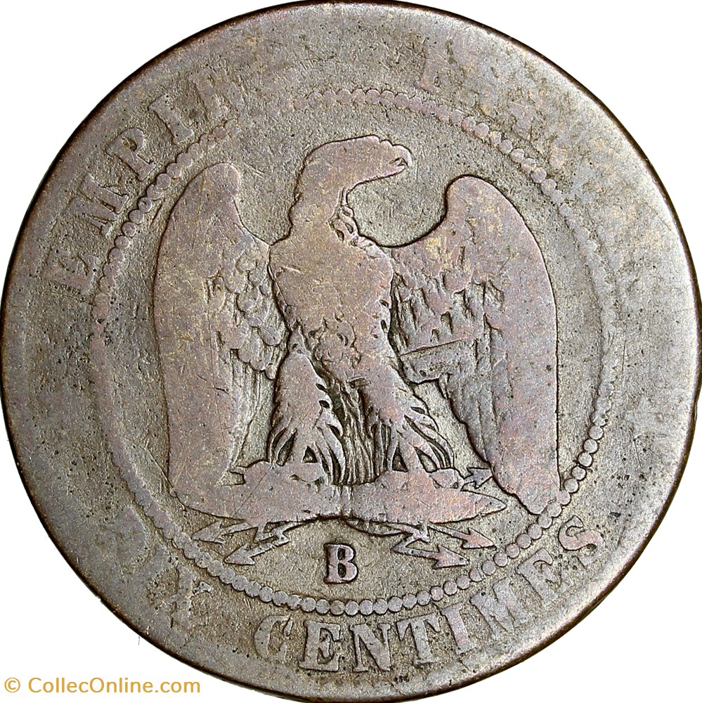 Dix centimes, tête nue, Napoléon III, 1857, Rouen monnaies monde france dix centimes tete nue napoleon iii 1857 rouen