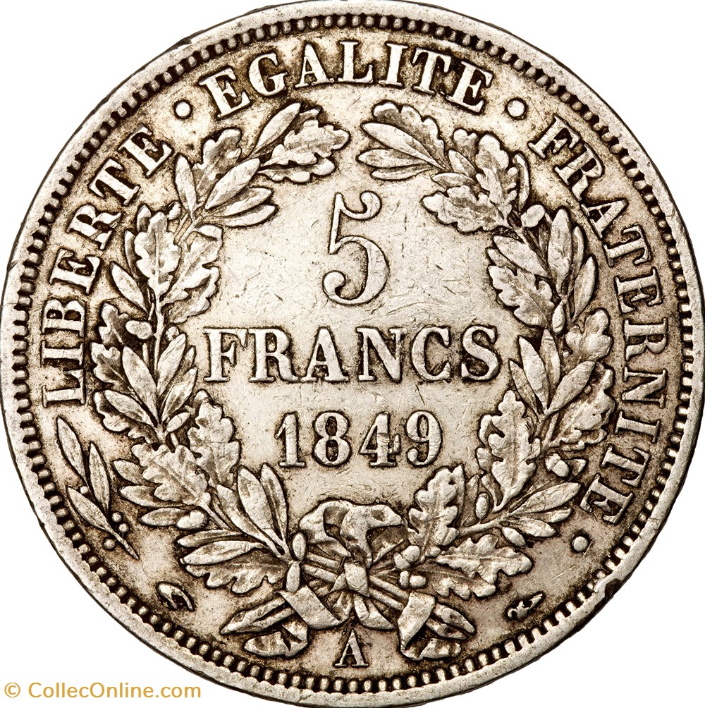 5 francs Cérès, IIe République, 1849, Paris monnaies monde france 5 francs ceres iie republique 1849 paris