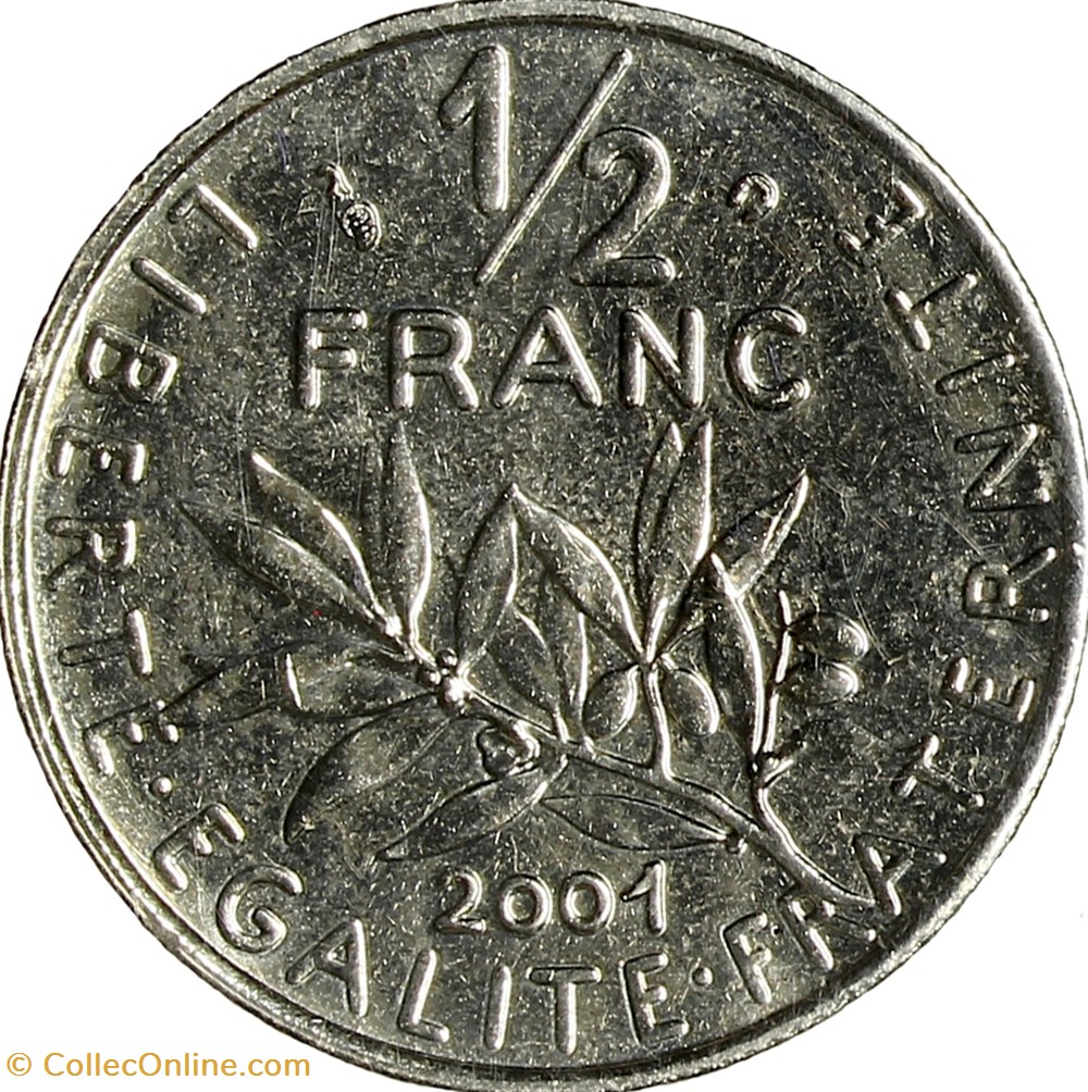 1/2 franc Semeuse, BU, 2001 monnaies monde france 1 2 franc semeuse bu 2001