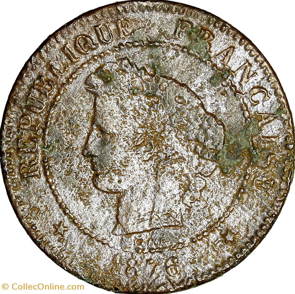 5 centimes Cérès, IIIe République, 1876, Bordeaux monnaies monde france 5 centimes ceres iiie republique 1876 bordeaux