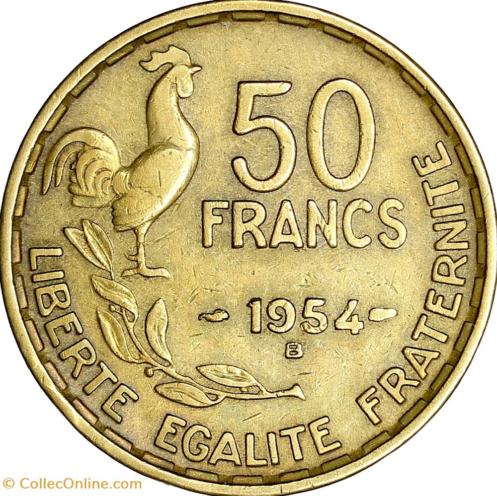 50 francs Guiraud, IVe République, 1954, Beaumont-le-Roger monnaies monde france 50 francs guiraud ive republique 1954 beaumont le roger