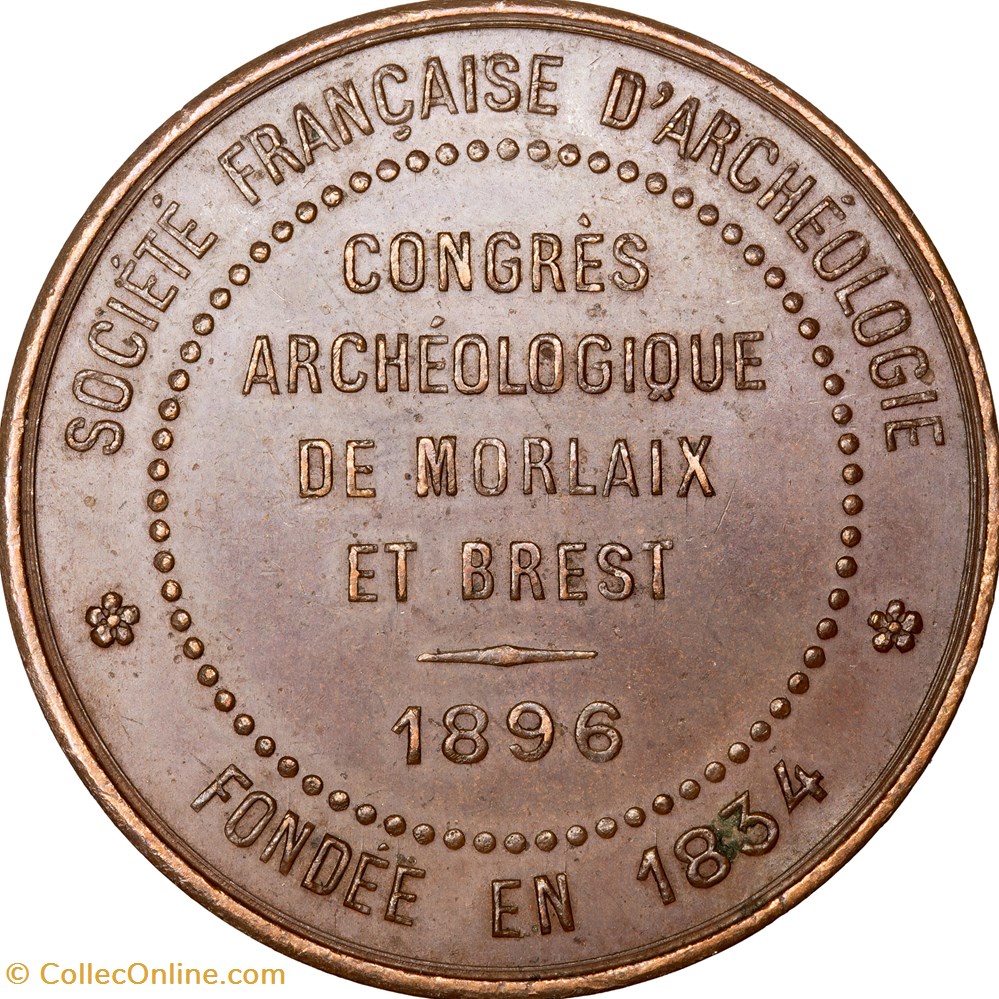 Jeton de la Société Française d'Archéologie, Congrès de Morlaix et de Brest en 1896 monnaies paranumismatique jetons poids jeton de la societe francaise archeologie congres de morlaix et de brest en 1896