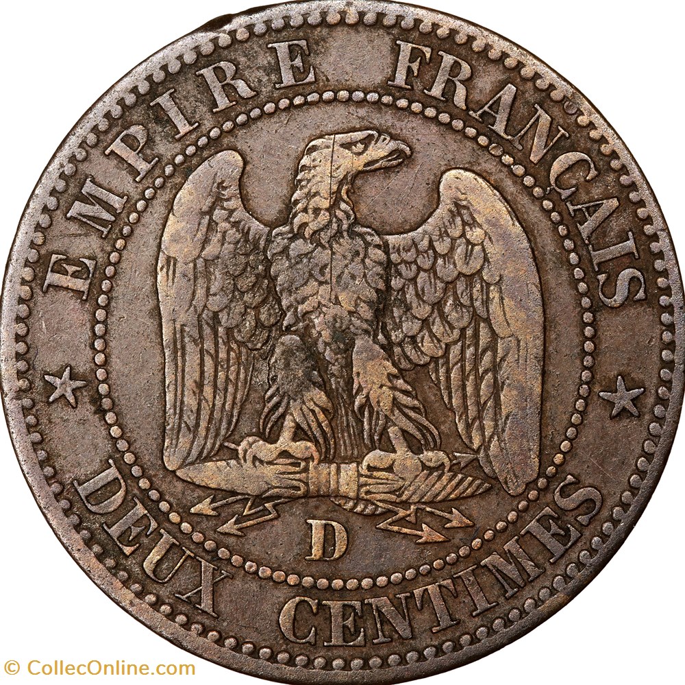 monnaies monde france deux centimes tete nue napoleon iii 1855 chien grand lion grand d lyon