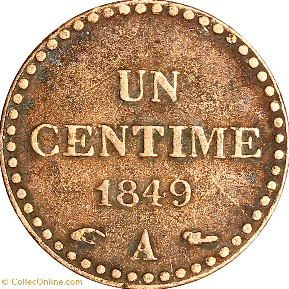 Un centime Dupré, IIe République, 1849, sans accent, Paris monnaies monde france un centime dupre iie republique 1849 sans accent paris