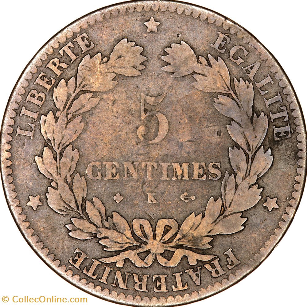 monnaies monde france 5 centimes ceres iiie republique 1873 bordeaux