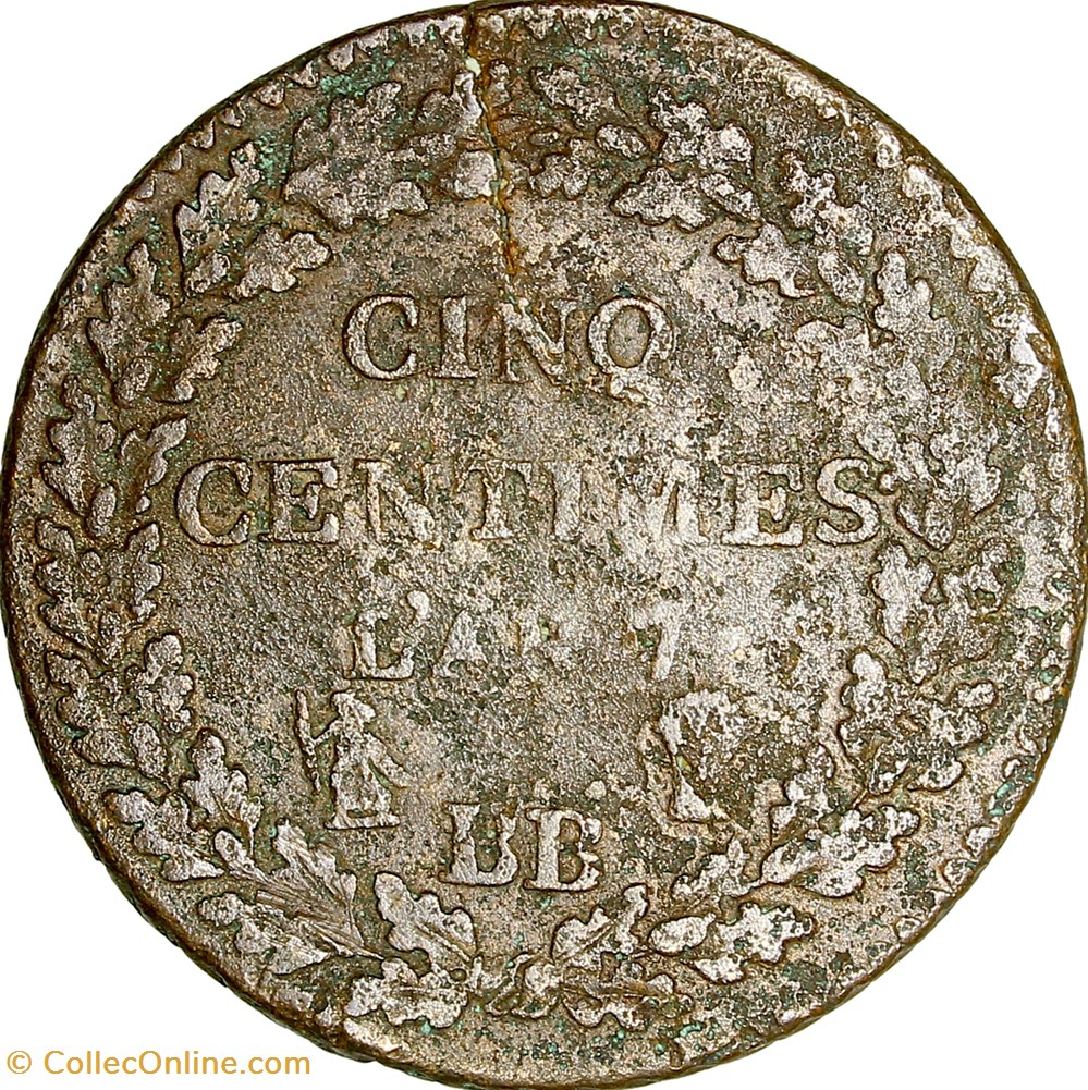 Cinq centimes Dupré, grand module, le Directoire, an 7, Strasbourg monnaies monde france cinq centimes dupre grand module le directoire an 7 strasbourg
