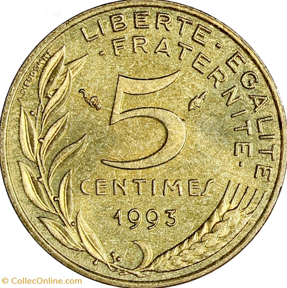5 centimes Marianne, 1993, 4 plis monnaies monde france 5 centimes marianne 1993 4 plis