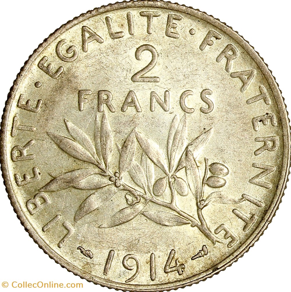 monnaies monde france 2 francs semeuse iiie republique 1914