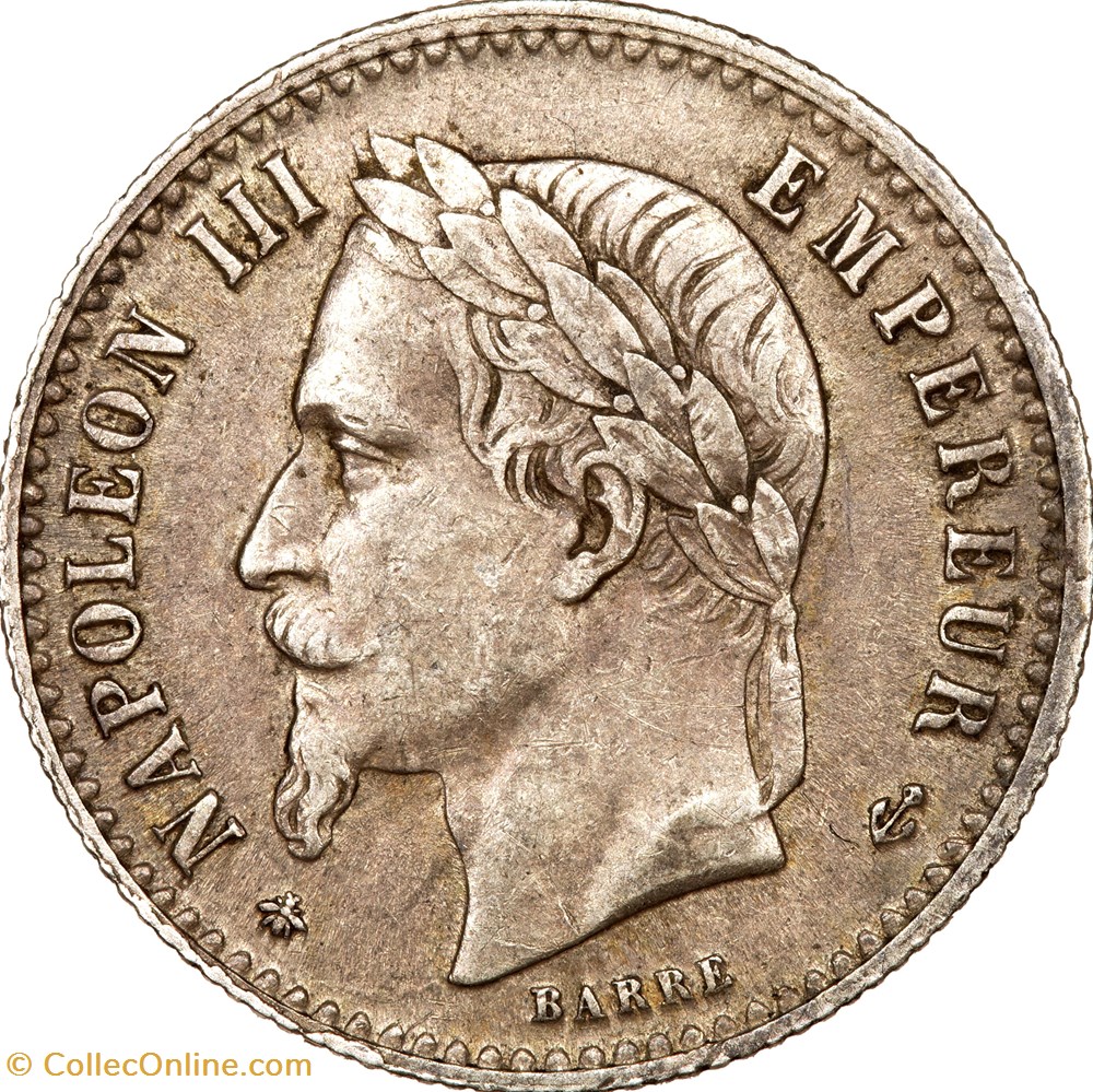 50 centimes, tête laurée, Napoléon III, 1865, Paris monnaies monde france 50 centimes tete lauree napoleon iii 1865 paris