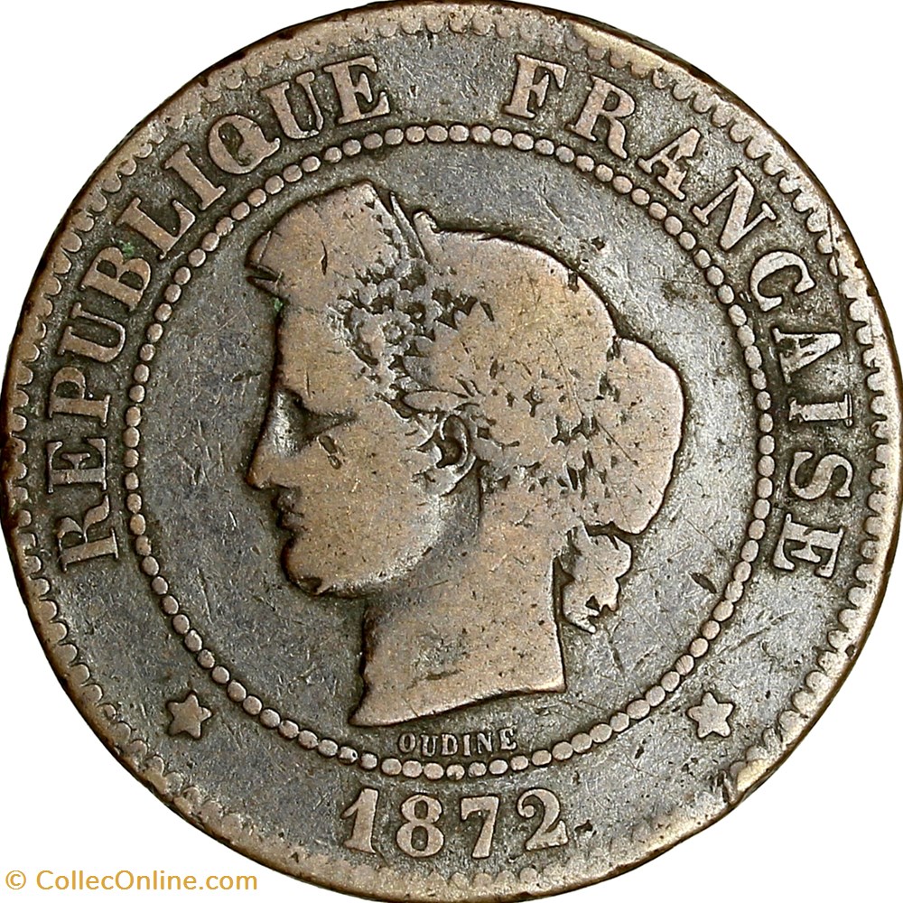 5 centimes Cérès, IIIe République, 1872, grand A, Paris monnaies monde france 5 centimes ceres iiie republique 1872 grand a paris