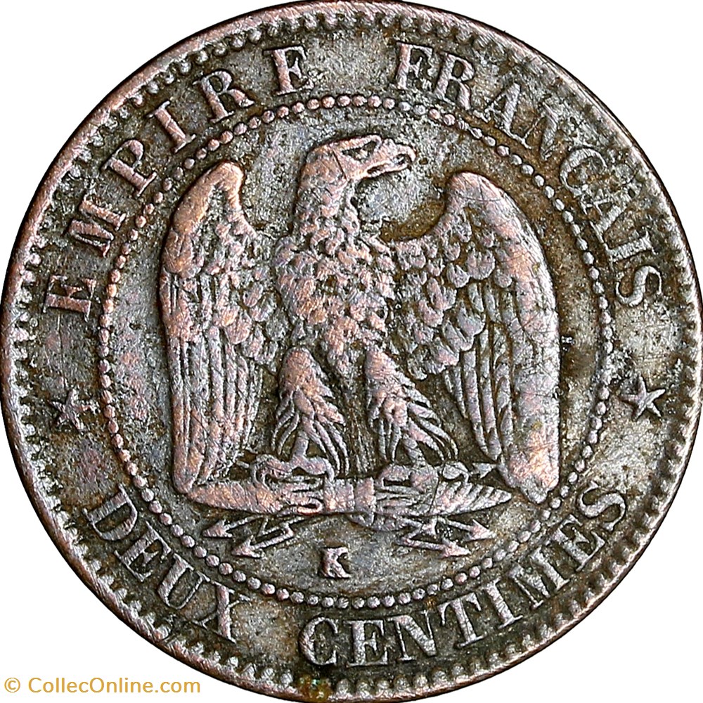 Deux centimes, tête nue, Napoléon III, 1855, chien, Bordeaux monnaies monde france deux centimes tete nue napoleon iii 1855 chien bordeaux