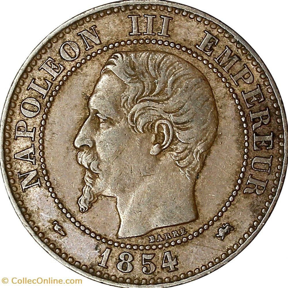 Deux centimes, tête nue, Napoléon III, 1854, petit lion, grand D, Lyon monnaies monde france deux centimes tete nue napoleon iii 1854 petit lion grand d lyon